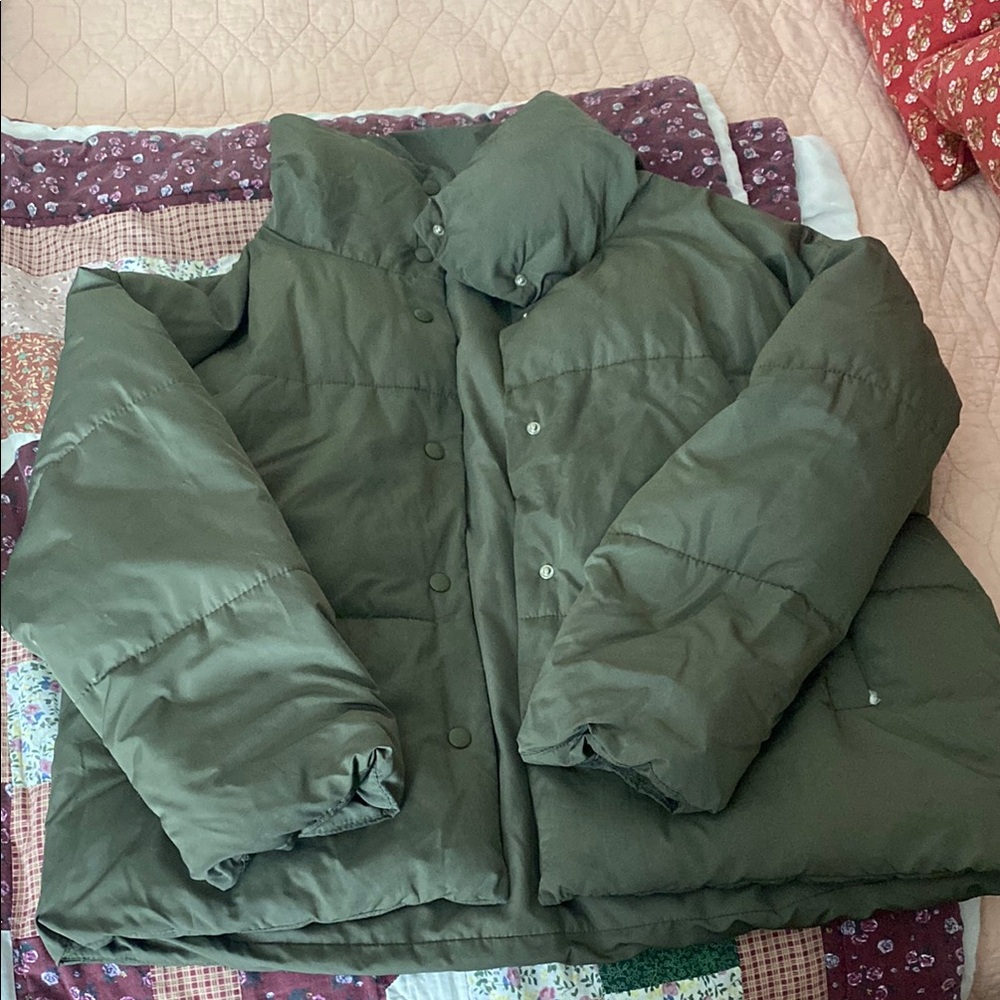 Free People Green Puffer Jacket